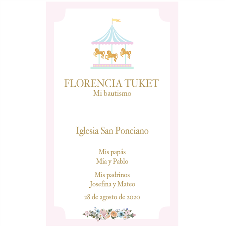 Estampita Carousel rosa 12u